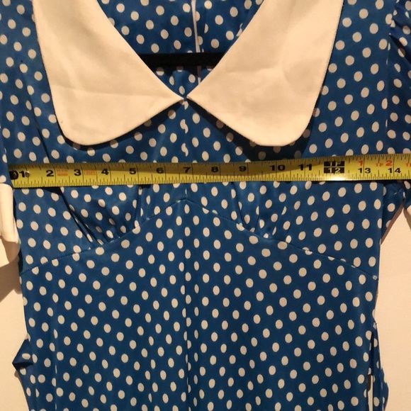 Vintage Pierre Christophe blue polka dot Peter Pan collar dress - Picture 8 of 9